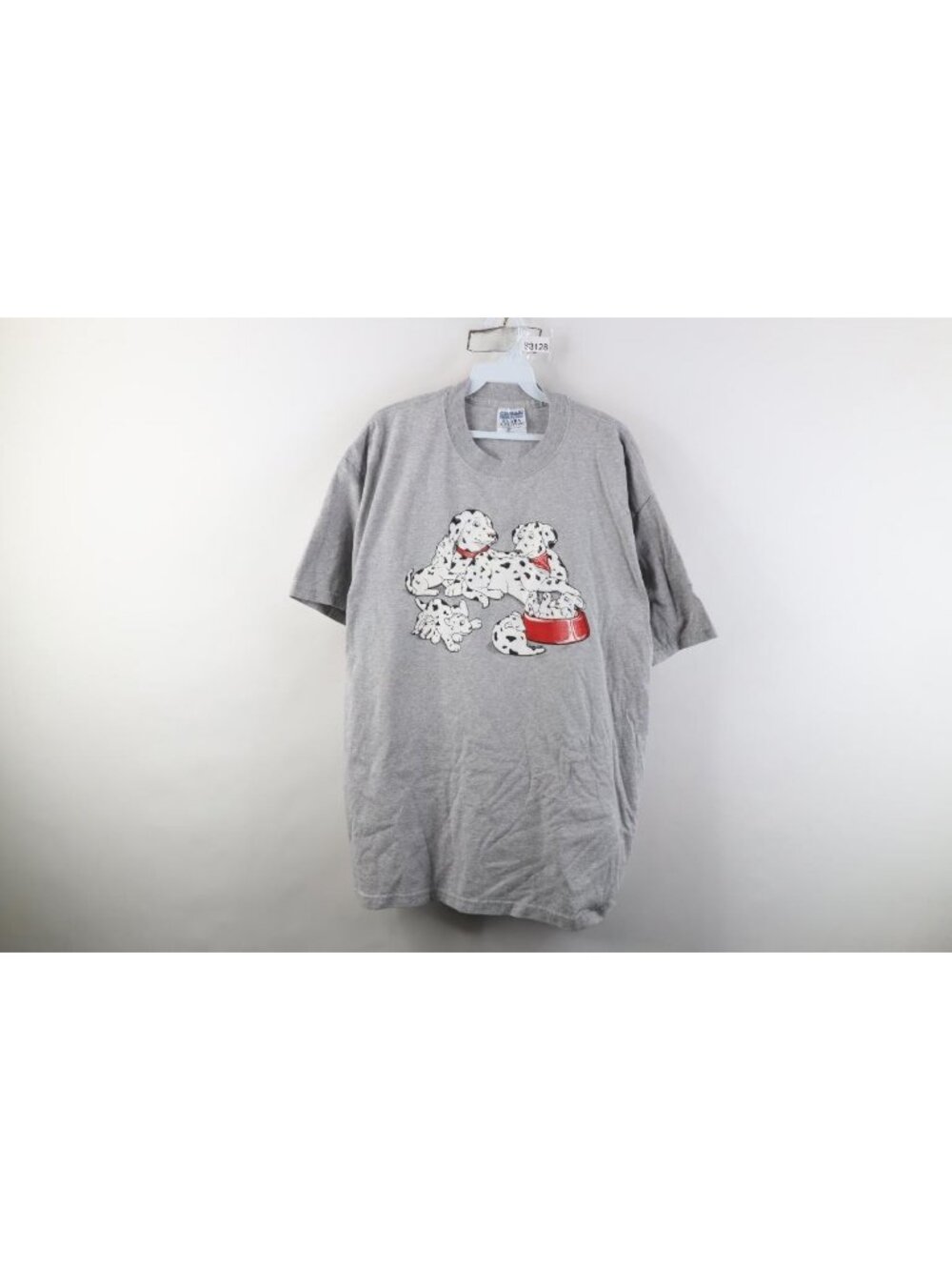 Vintage 90s Mens Size XL Dalmatian Dog Puppy Short Sleeve T-Shirt Heather Gray
